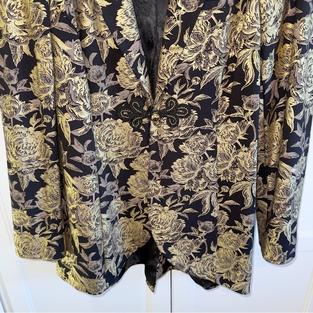 Soft Surroundings Moonstruck Metallic Gold Brocade Blazer Jacket Large Holiday - Picture 5 of 11